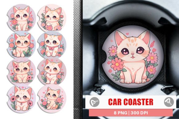 Download Car Coaster Cute Cat Illustration - Cat illustration Collection