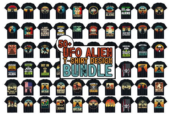 Download Vintage UFO Alien T-shirt Design Bundle - Alien Collection